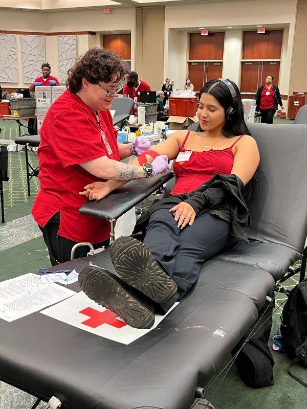 blood donor giving blood