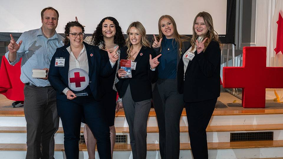 Law students from across the United States, Canada and South America, and students from three military academies in the United States, compete in the tenth annual Clara Barton IHL Competition in Washington, D.C., March 17-19, 2023. Photograph by Scott Marder / American Red Cross.
