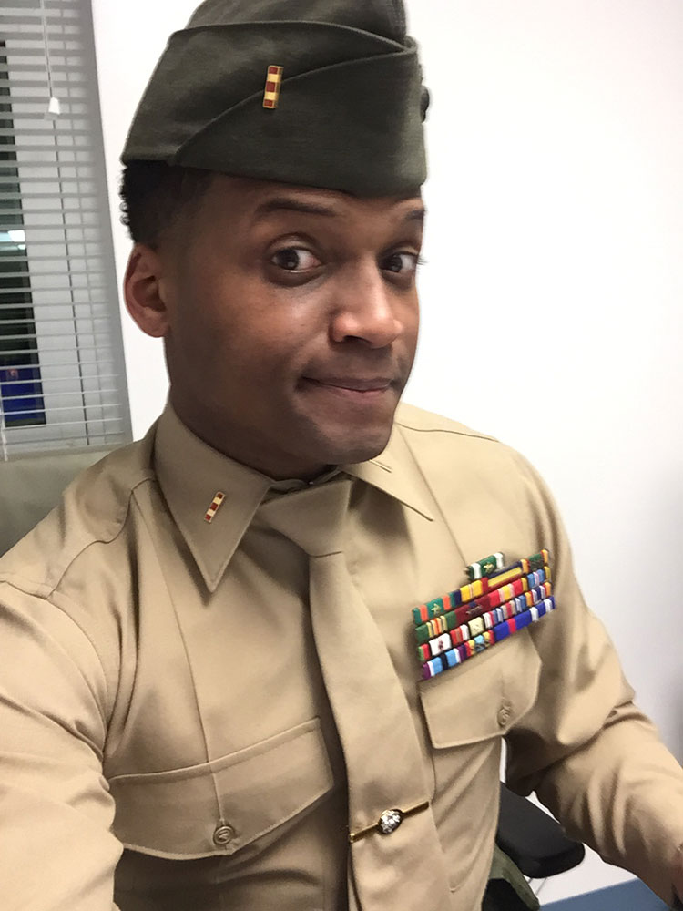Gerald Golstein wearing military uniform and hat.