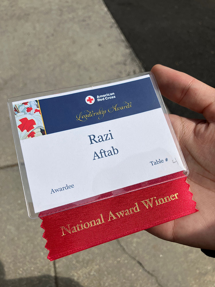 Razi Aftab name badge.