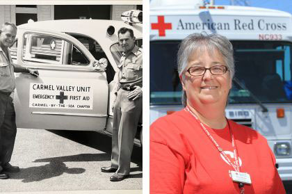 Red Cross programs and services then and now comparison pics side by side