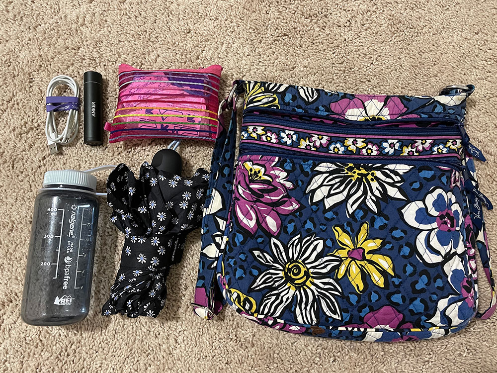 Veronica’s bag and a few of her preparedness items.