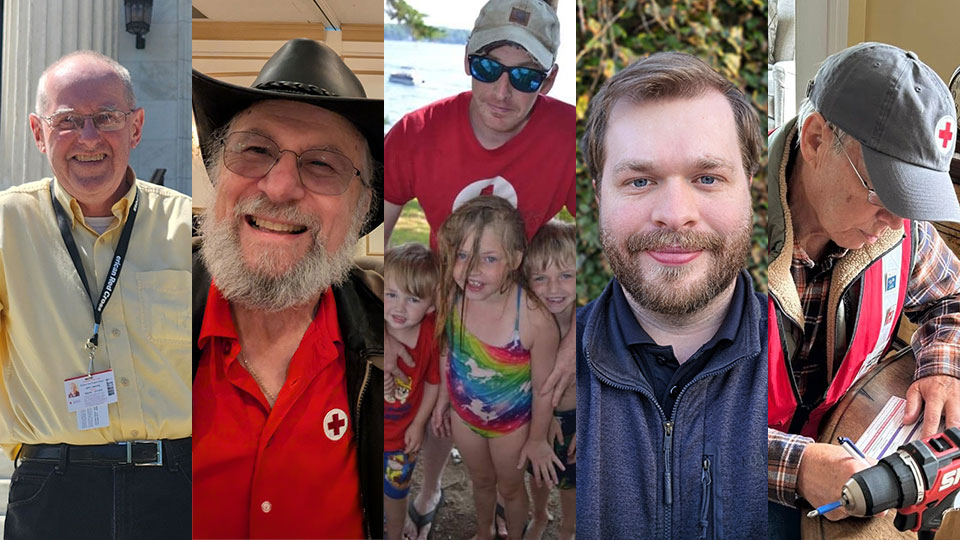 photo collage of red cross volunteers across all ages.