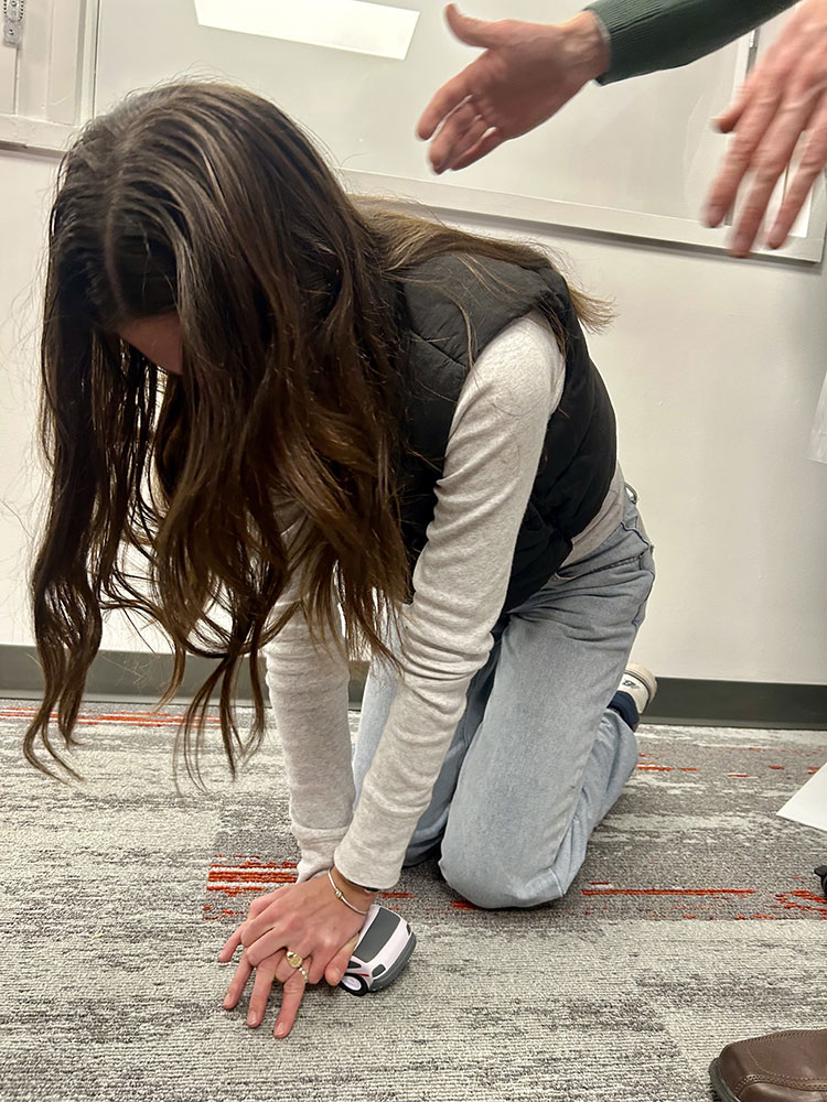 Kate Morrison doing CPR training.
