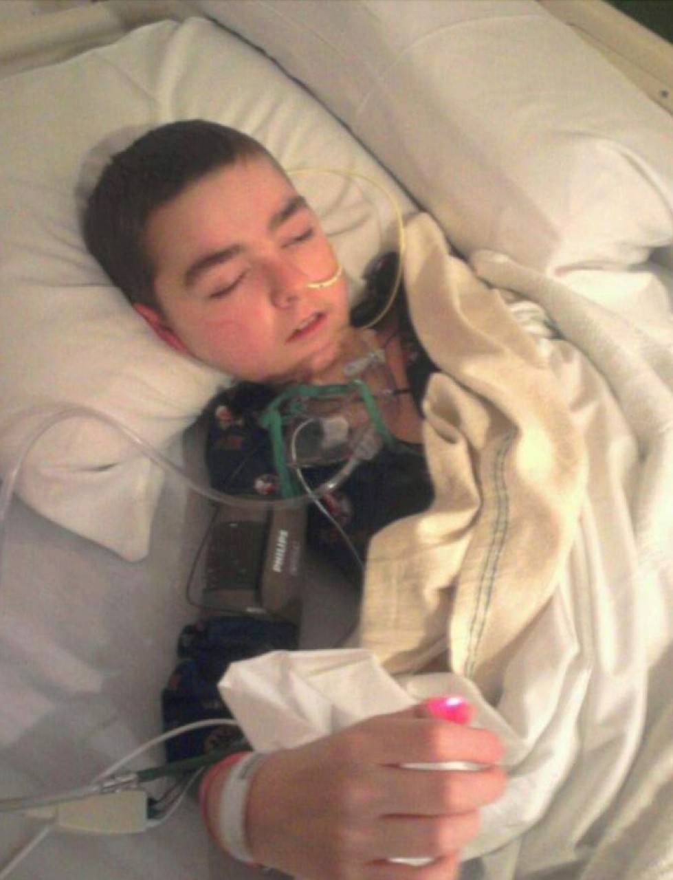 logan hamner in hospital bed