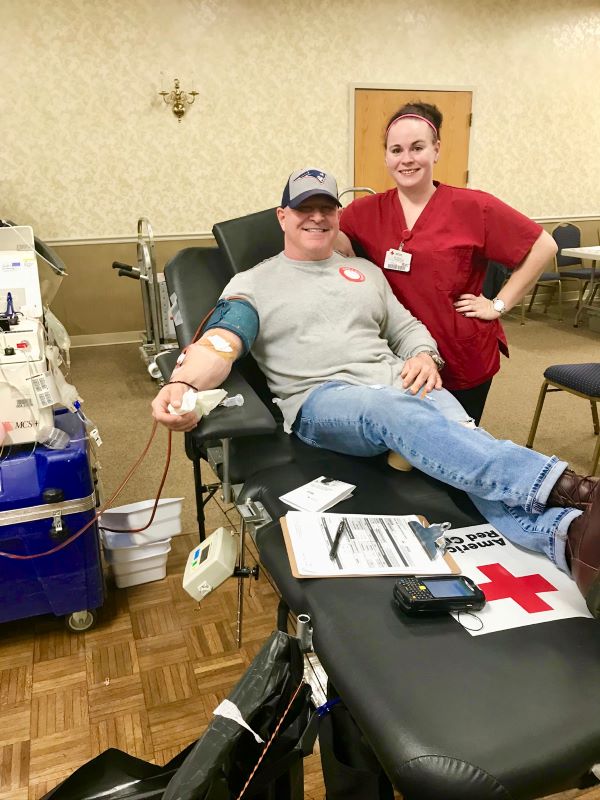 Phillip giving blood
