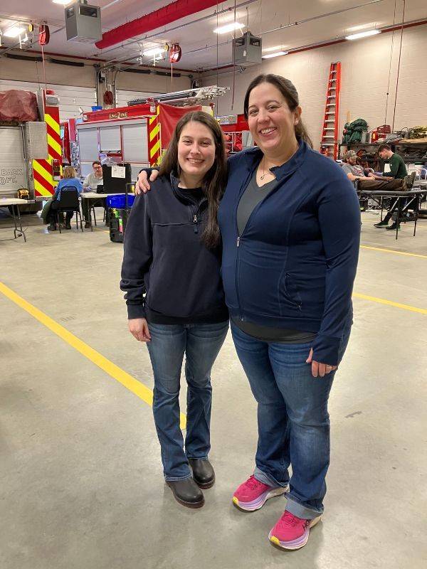 alex blair and katy marsh at fire station