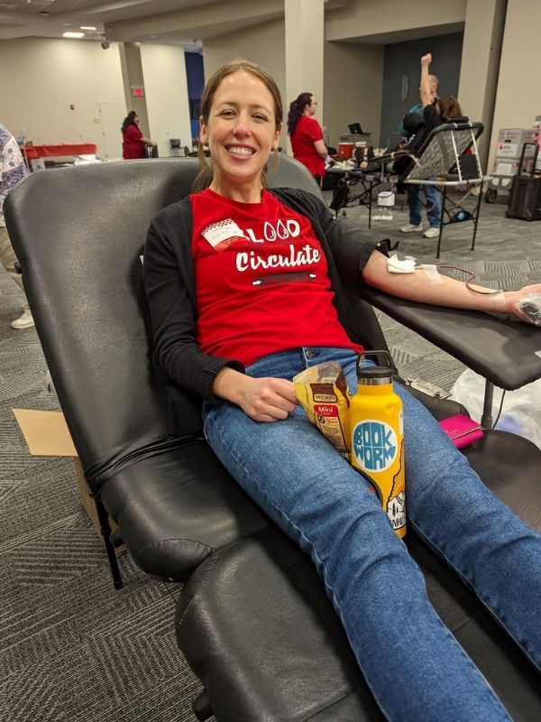 woman donating blood