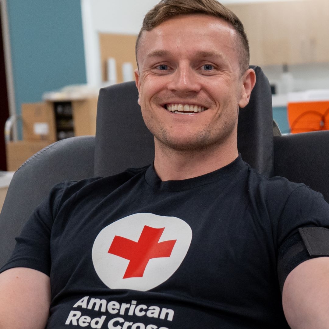 man donating blood