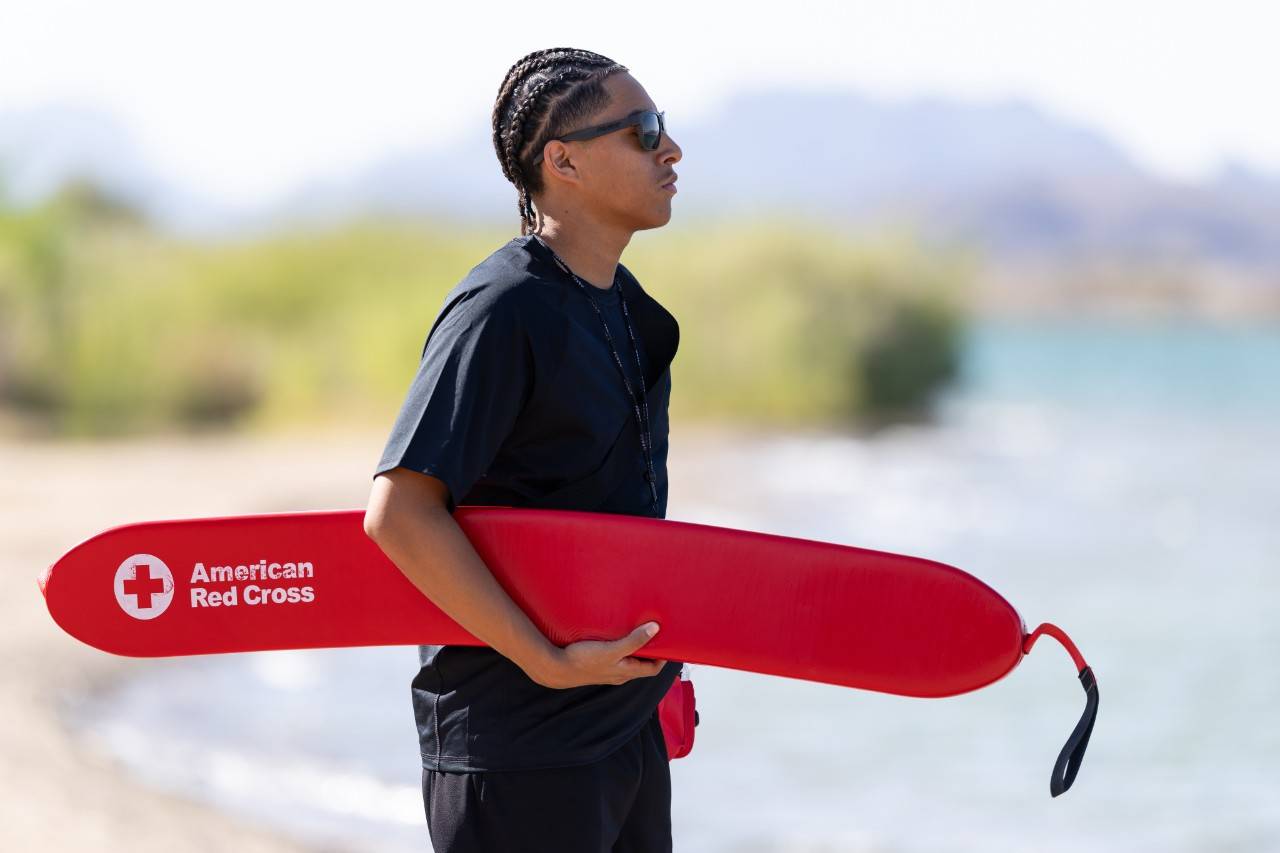 June 24, 2025. Lake Havasu City, Arizona.Lifeguard   Patron surveillance, waterfront.Photo Illustration by Simon Bruty/American Red CrossPlease note: this is a staged photo and shouldn t be conveyed as a real event.