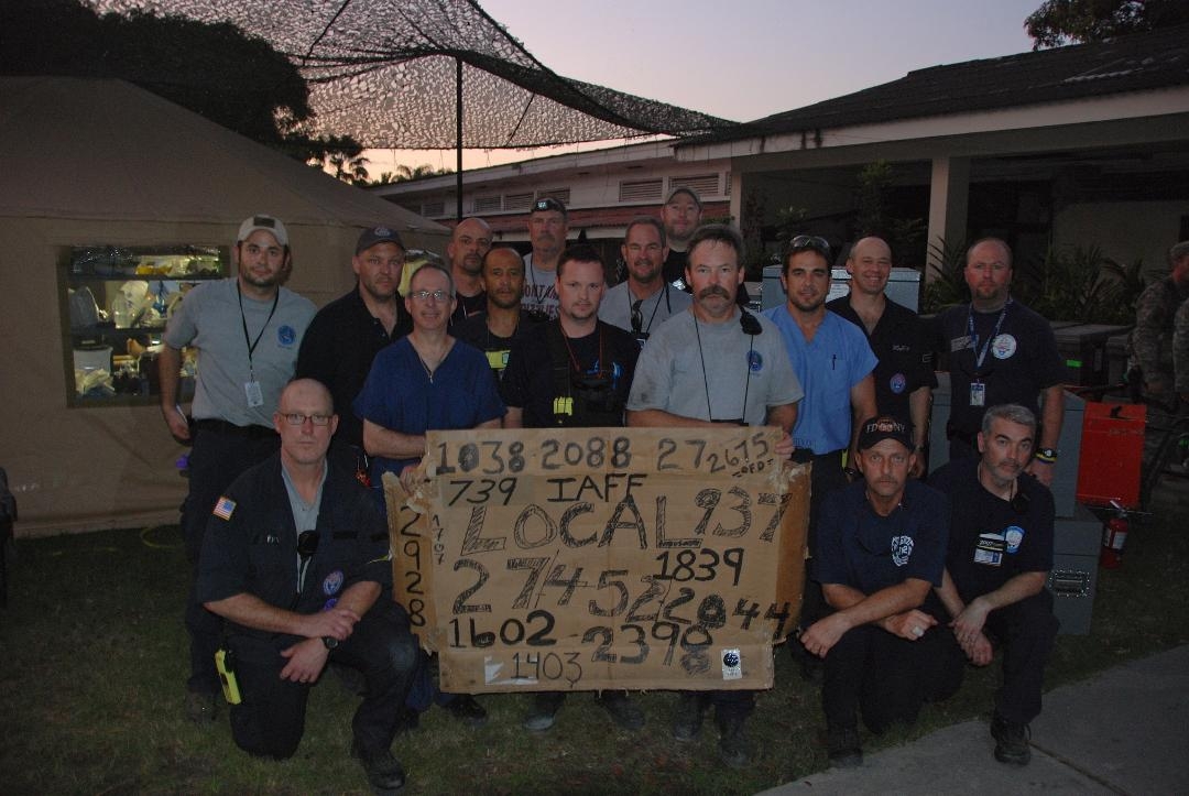 Matt with a group of volunteers in Haiti.