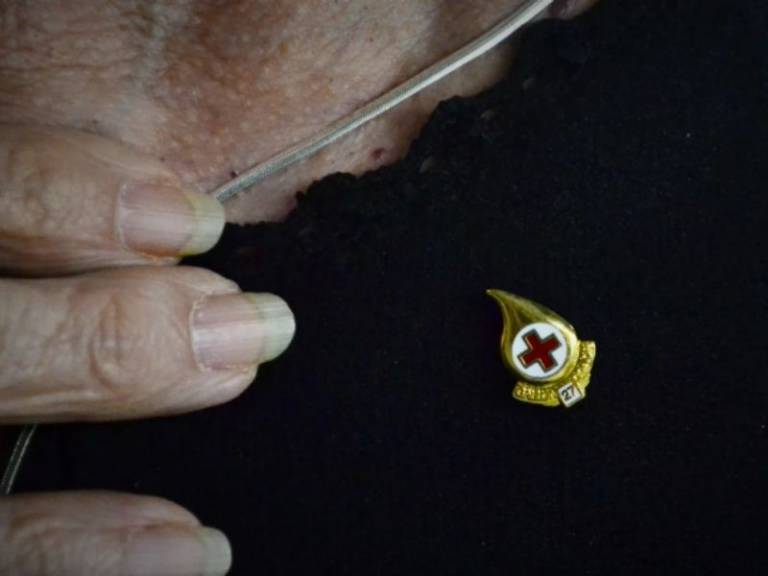 award pin on donna