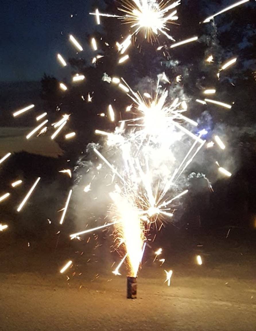 Firework sparkler on the ground