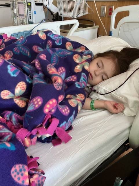 Emmi receives blood and platelet transfusions