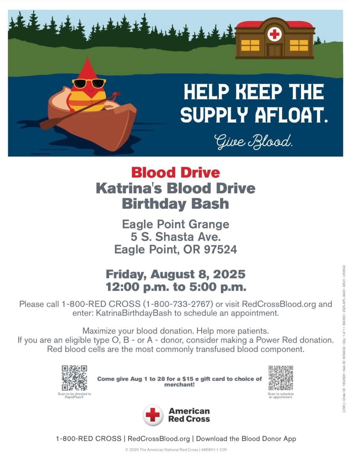 Katrina's Blood Drive flyer.