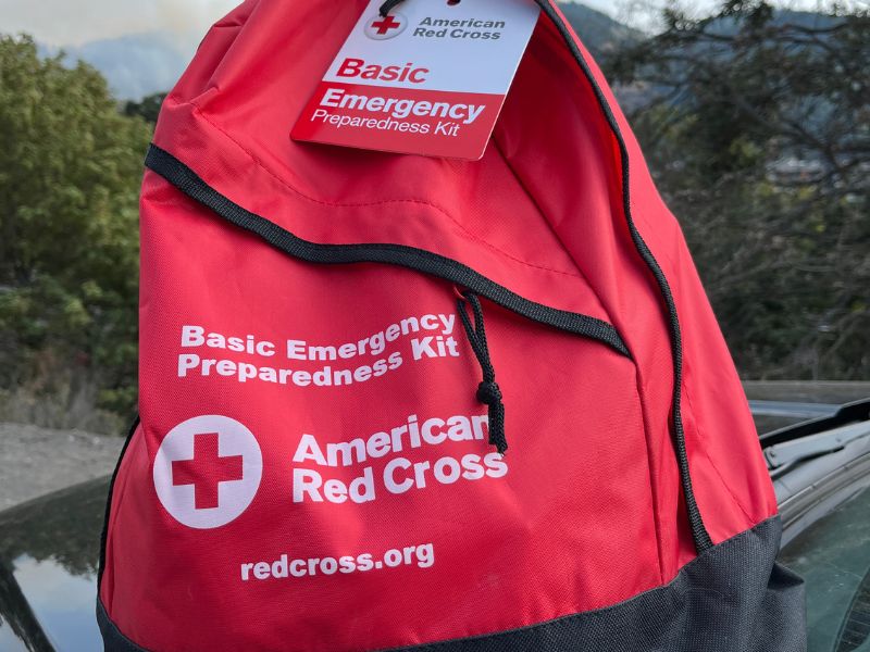 close-up of emergency kit