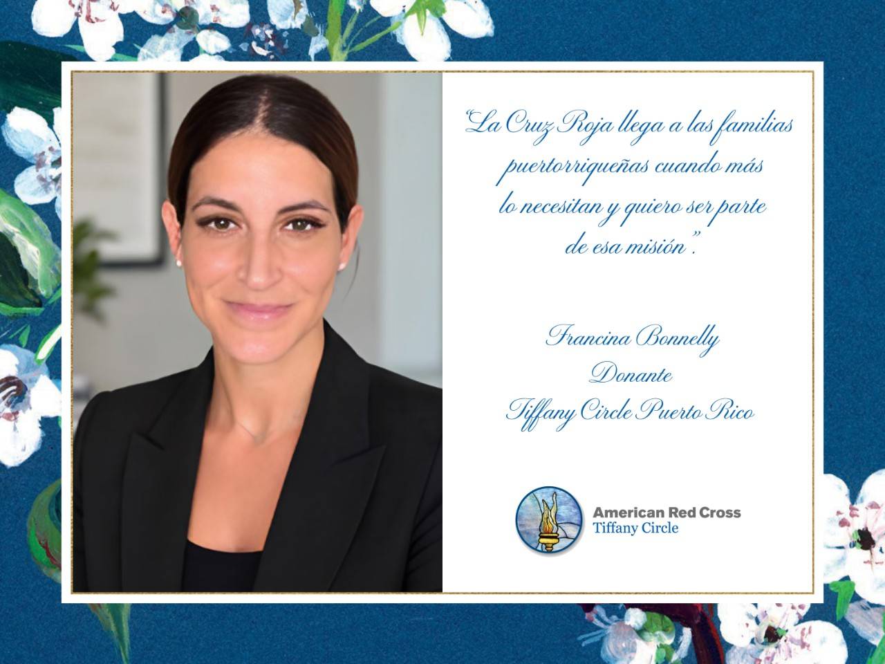 Francina Bonnely junto a gráfica con cita