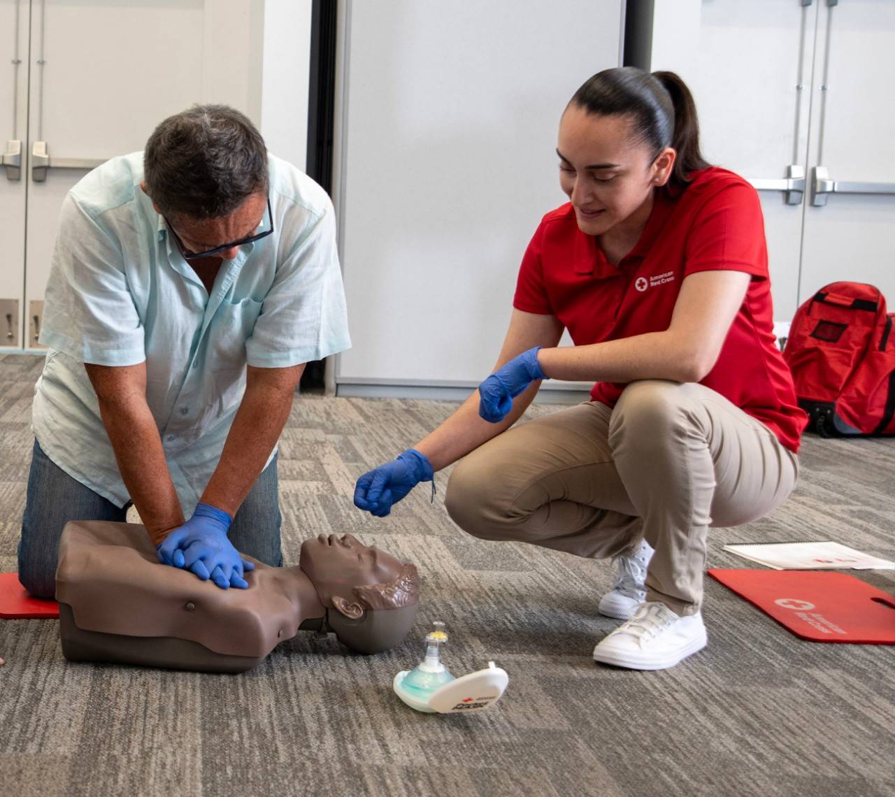 May 3, 2024. Miami, Florida.
Photo illustration of practicing CPR skills in a Red Cross First Aid and CPR/AED course. 
Photo illustration by Jeanette Ortiz-Osorio/ American Red Cross

Please note: these are staged photos and shouldn t be conveyed as a real event.