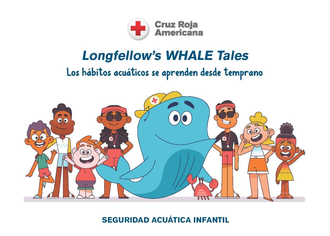 Gráfica de personajes del programa WHALE Tales donde sale la ballena en el centro y los demás personajes en ambos lados.