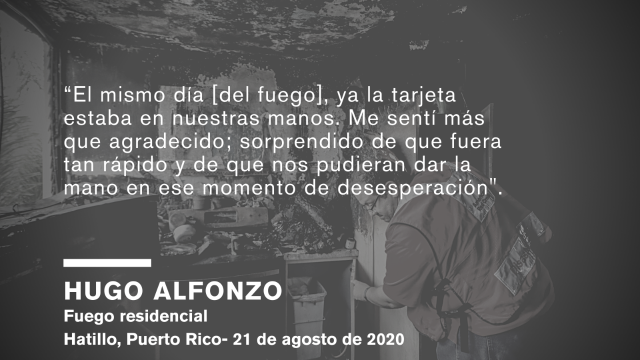 “el mismo día, ya la tarjeta estaba en nuestras manos. Me sentí más que agradecido, también sorprendido de que fuera tan rápido y de que nos pudieran dar la mano en ese momento de desesperación