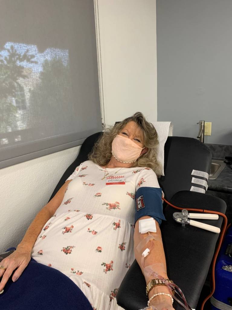 Blood donor at blood drive