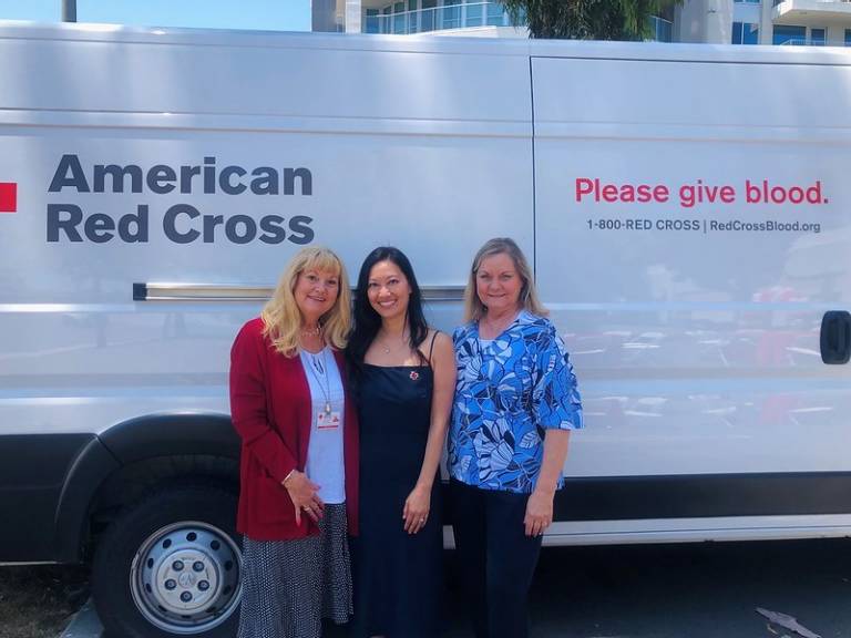 Laura Nguyen at a blood drive
