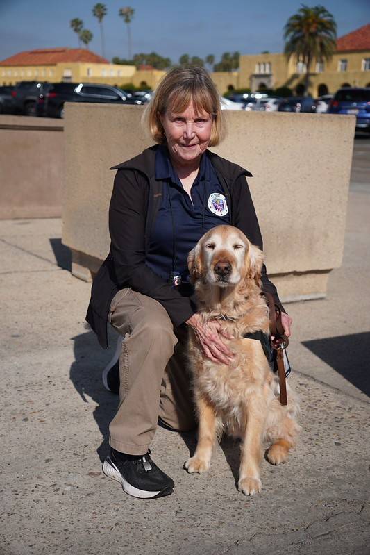 A woman and her dog. 