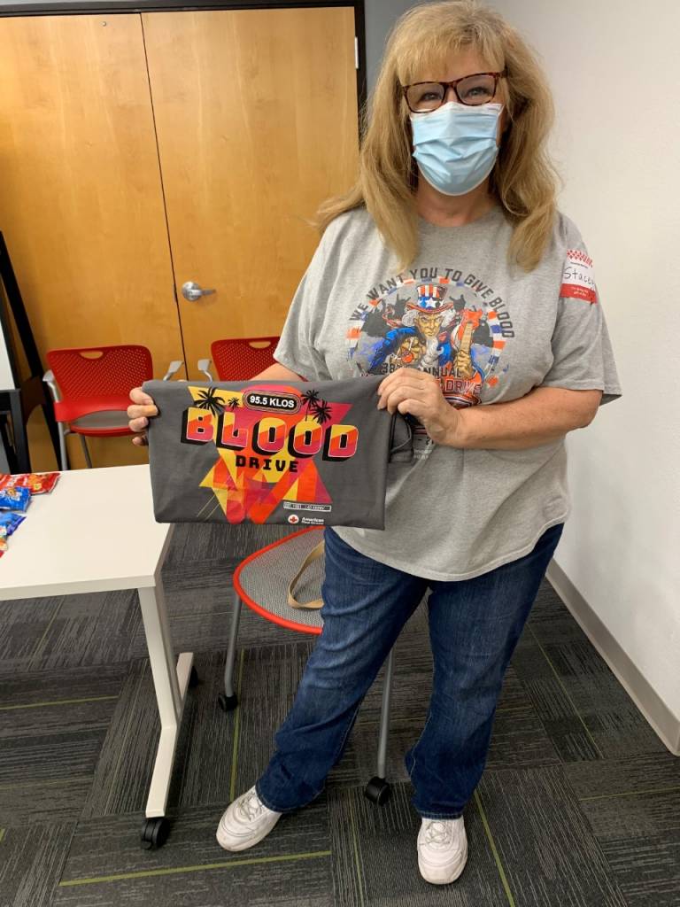 Blood donor at blood drive
