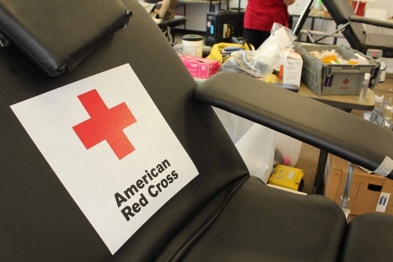 Red Cross blood donation chair