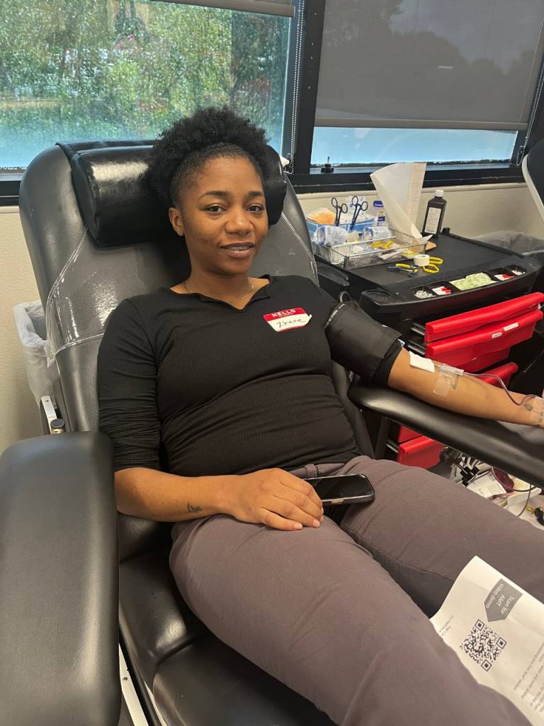 BlueCross and BlueShield employee Serena Olivi donates blood