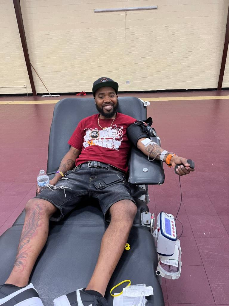 Corey Mitchell during blood drive