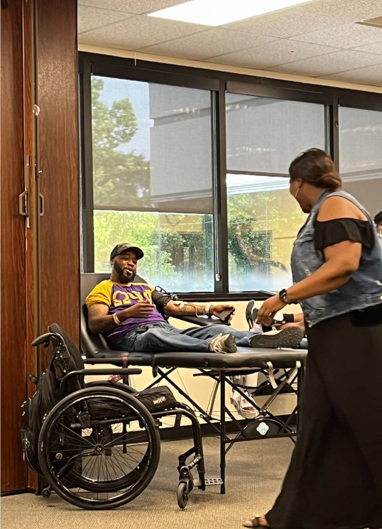Corey Mitchell during blood drive