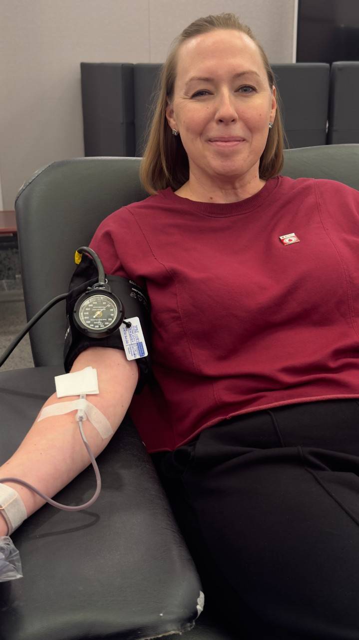 Leah Coppo donating blood