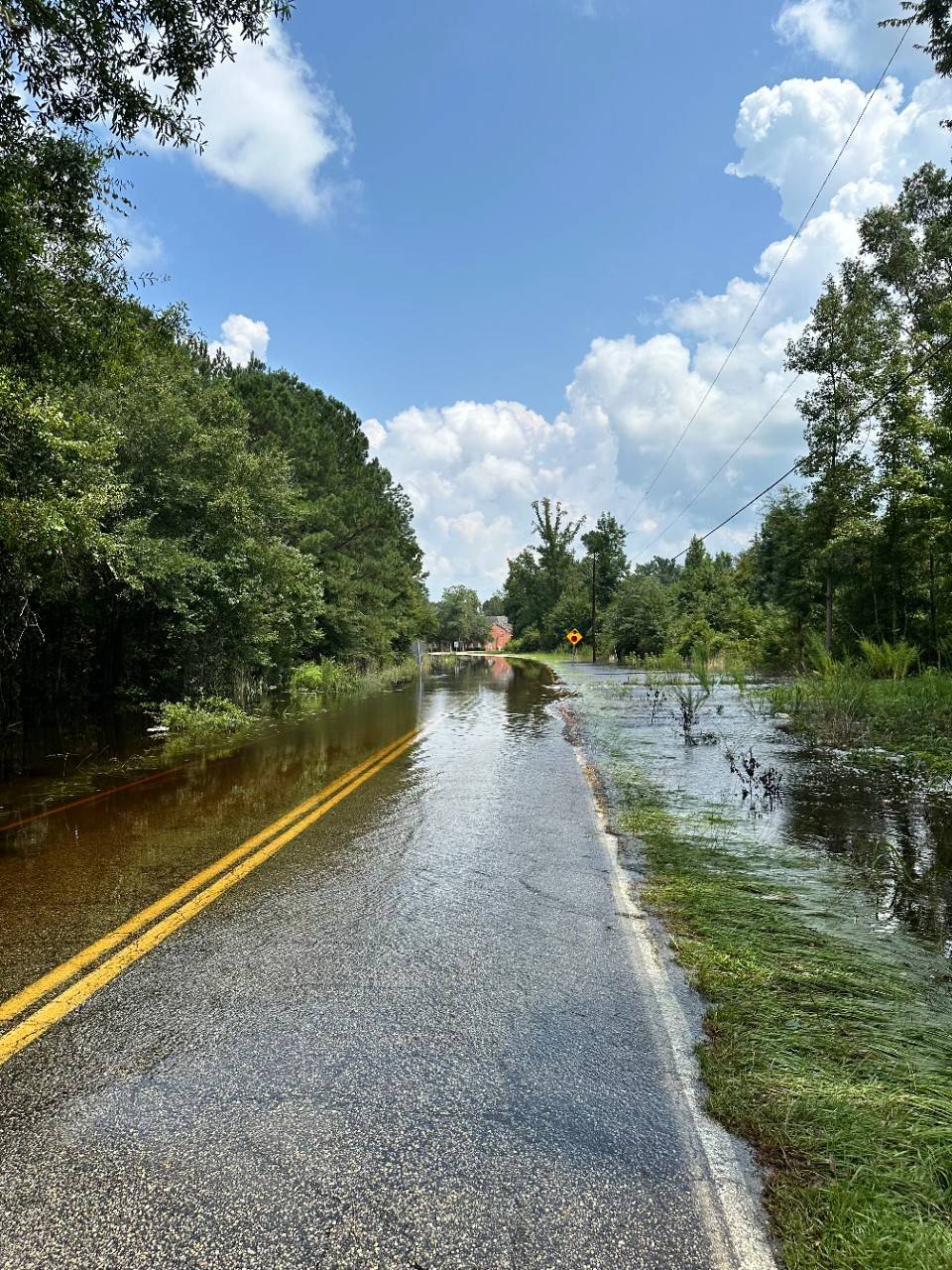 Road flooding from Hurricane Debby