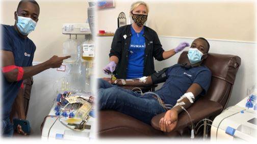 Tramone Hester donates plasma