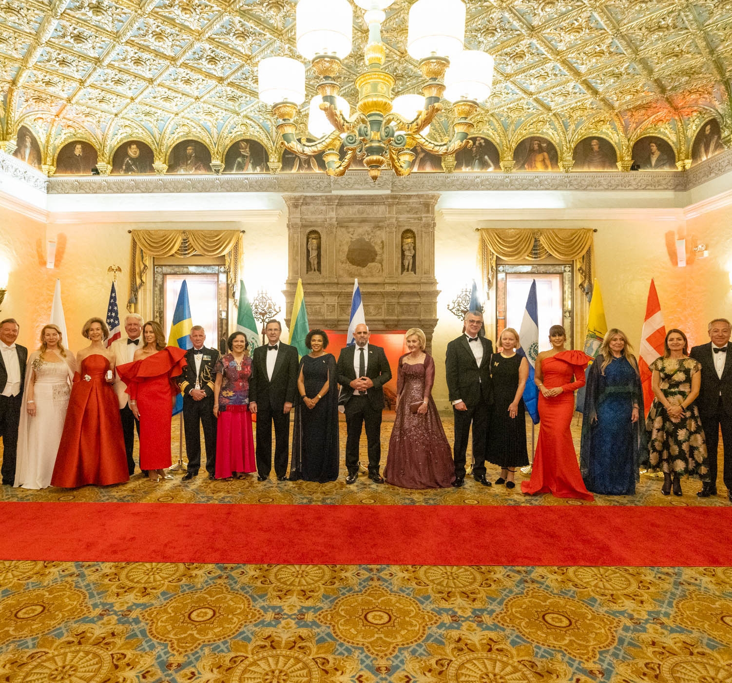 Guests at ball dressed in eveningwear