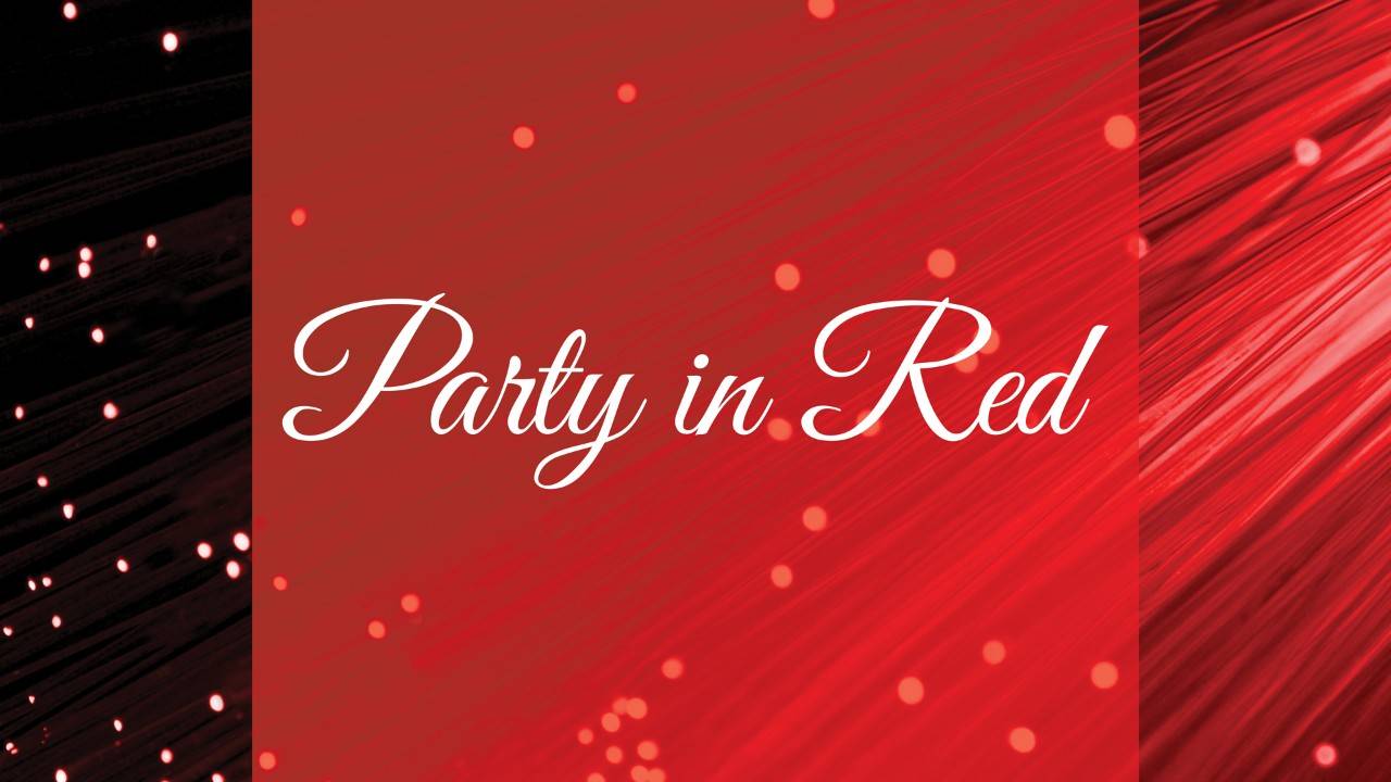 Header image for Party in Red featuring an abstract design that looks like shooting red stars
