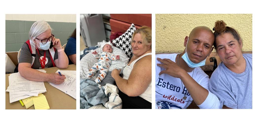 Volunteer Christie Merrill, Jennifer Whittle and her baby, Leonard Pharr and Susan Kelly