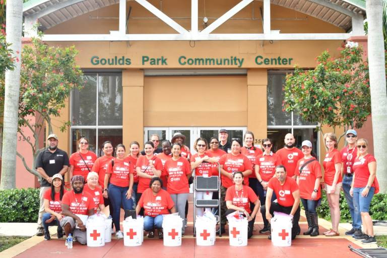 Red Cross volunteers at Goulds Park Community Center