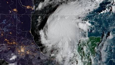 Satellite view of Tropical Storm Isaias.