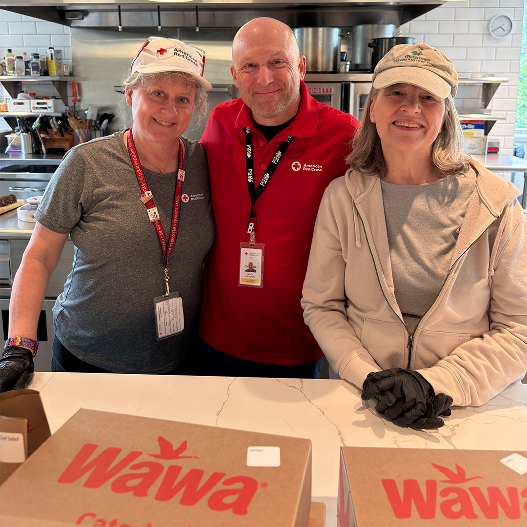 Photo of American Red Cross volunteers Red Cross volunteers Melanie Boerner, Le Roy Whitehead and Valarie Kania.