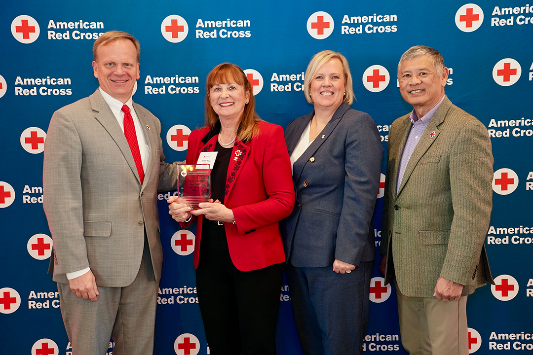 Red Cross volunteer Mary Noll is pictured with Red Cross CEO Jennifer Graham, Delaware Valley Chapter Board Member John Susanin and Philadelphia Chapter Board Member Kenneth Wong 