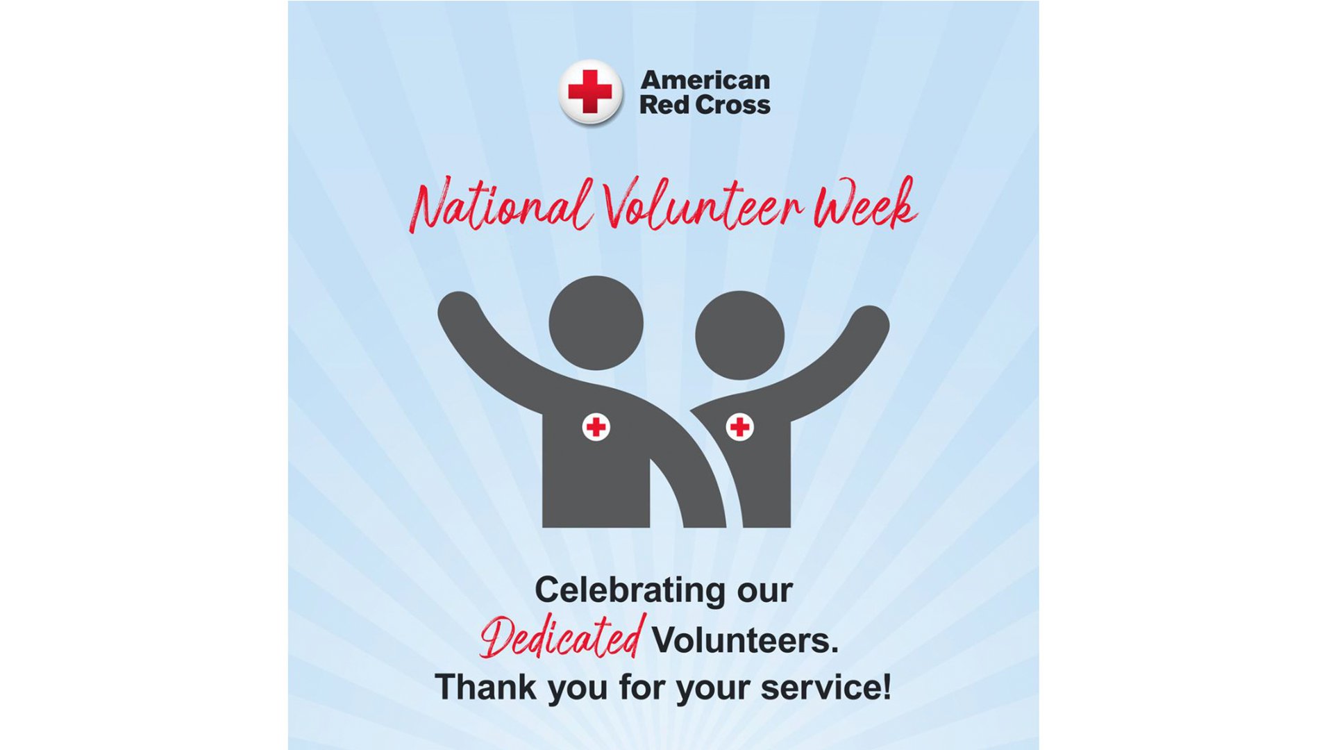 Blue graphic reads Celebrating our dedicated volunteers. Thank you for your service!