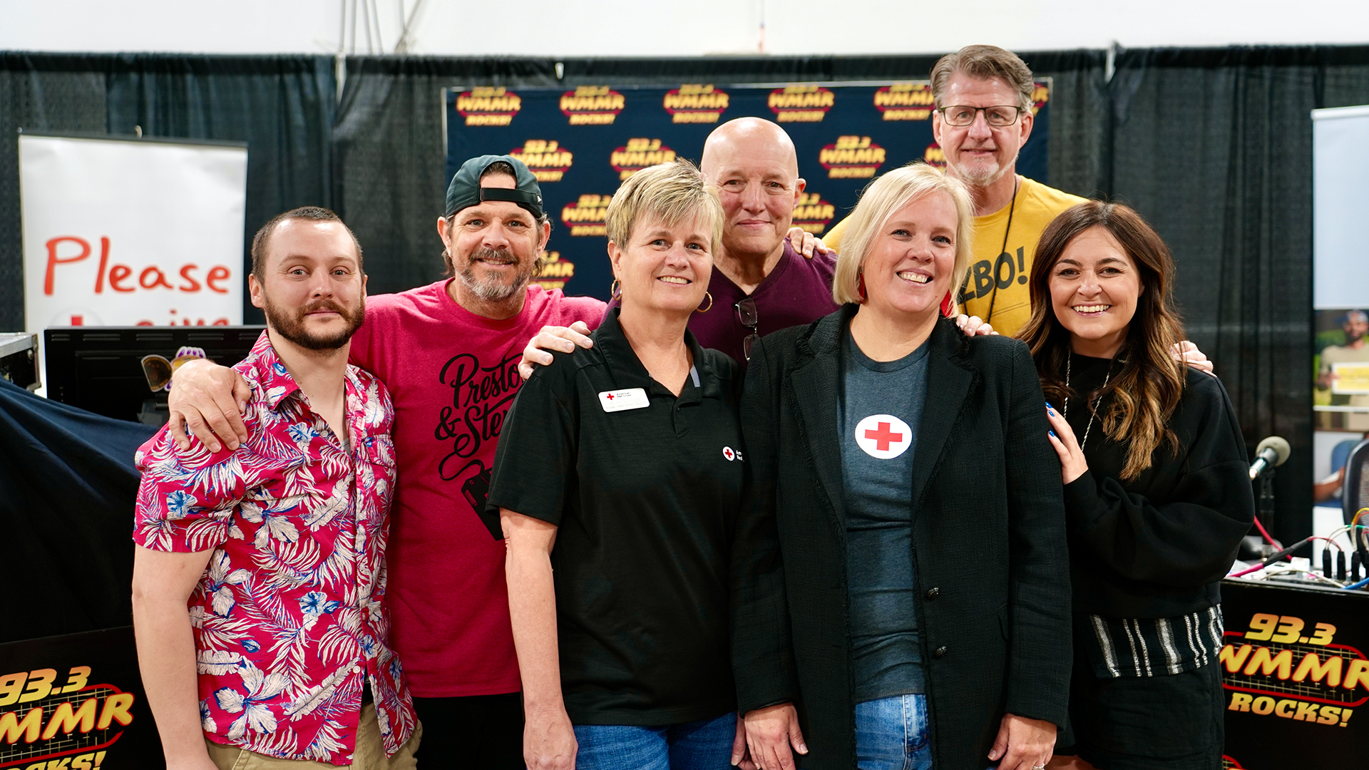 Members of 93.3 WMMR's Preston & Steve Morning Show are pictured with officials from the American Red Cross Southeastern Pennsylvania Region.