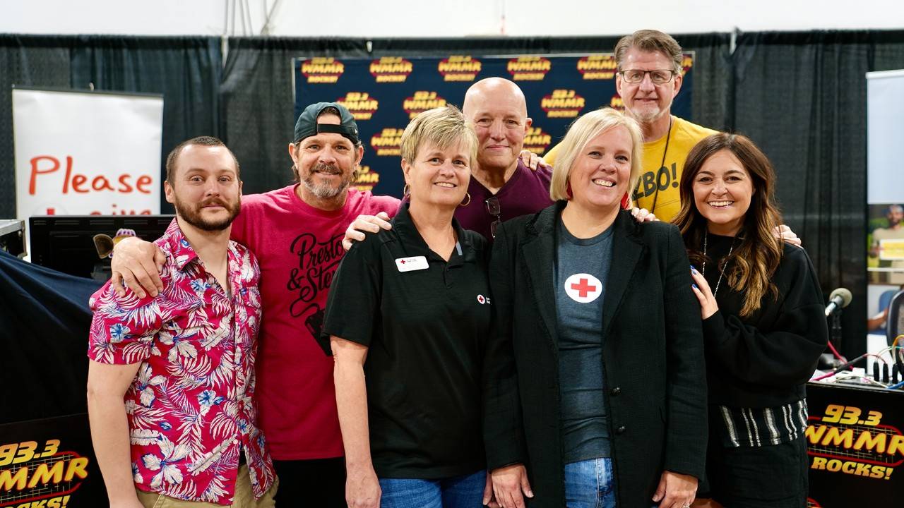 Members of 93.3 WMMR's Preston & Steve Morning Show are pictured with officials from the American Red Cross Southeastern Pennsylvania Region.