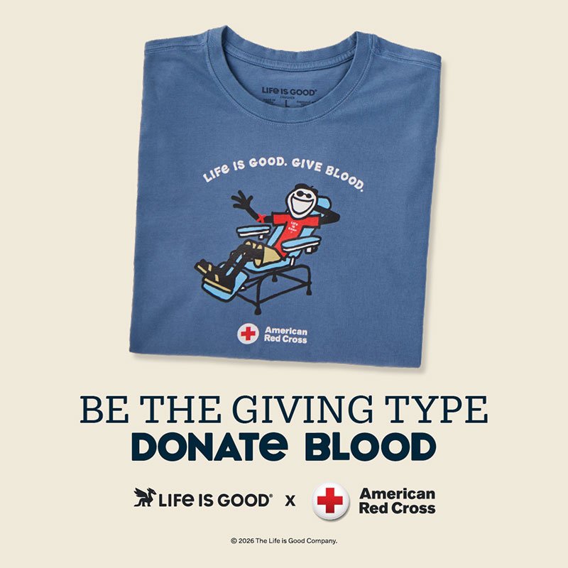 tshirt that sasys Life is Good. Give Blood.