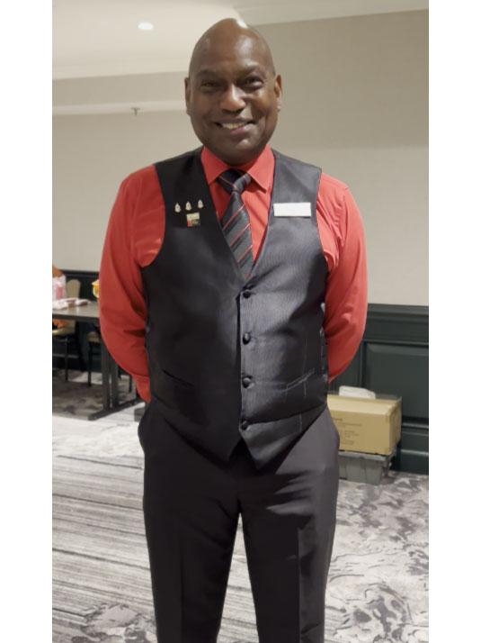 Gary Jamison in his work uniform at the Loews Hotel in downtown Nashville.