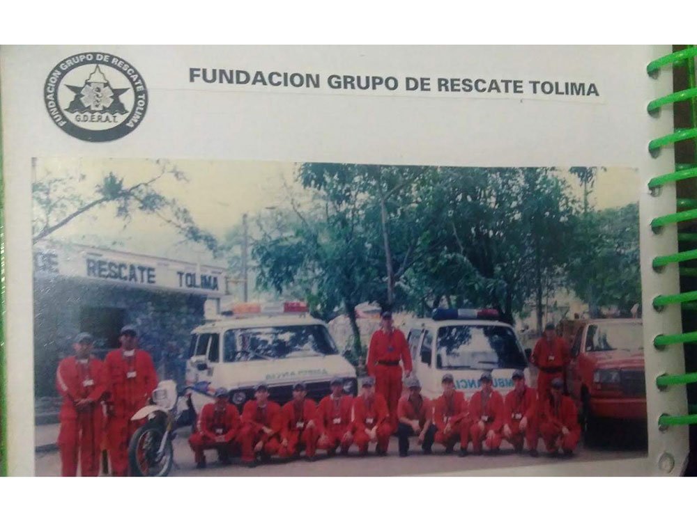 a group picture of a rescue team from the past.