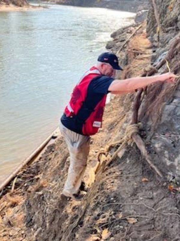 brad talbot maneuvers along creek in little germany
