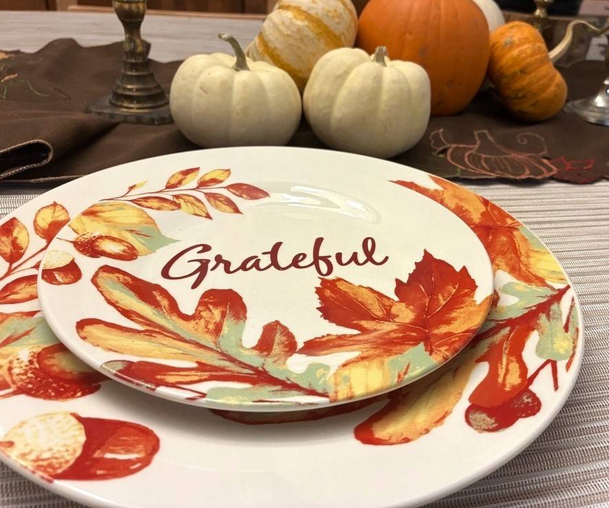 Photo of a table set for Thanksgiving